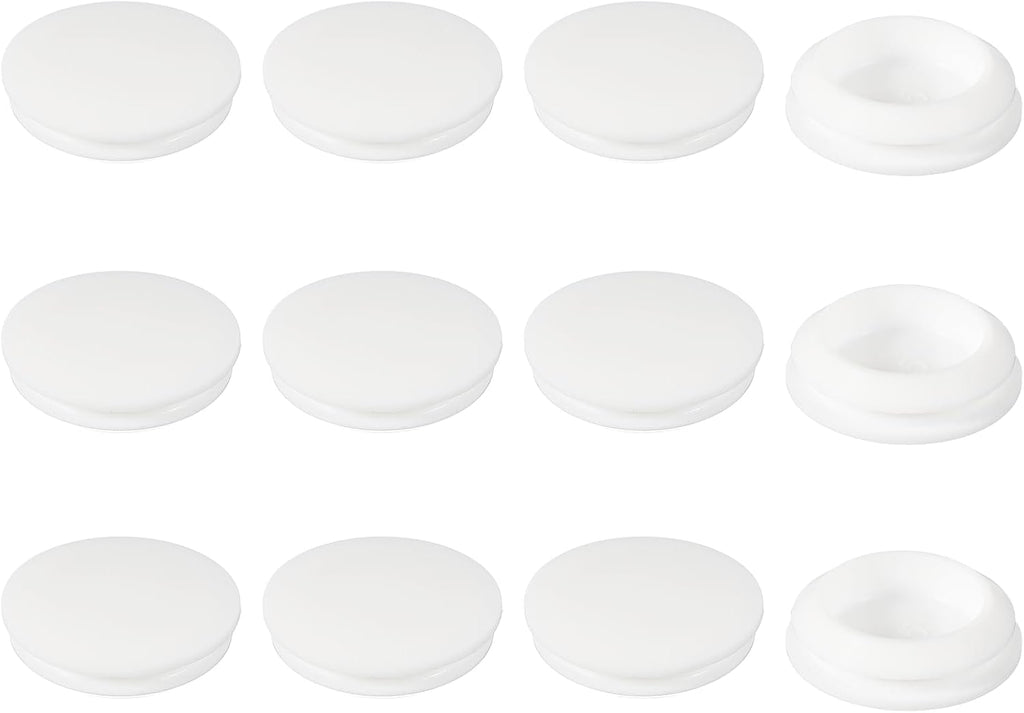 Rubber Plugs, Silicone Hole Plugs, T Type Rubber Stoppers, Waterproof Snap Locking End Caps - Fitting for (25-27 mm Round Holes/Kitchen/Furniture) 25 mm & 12 Pack & White