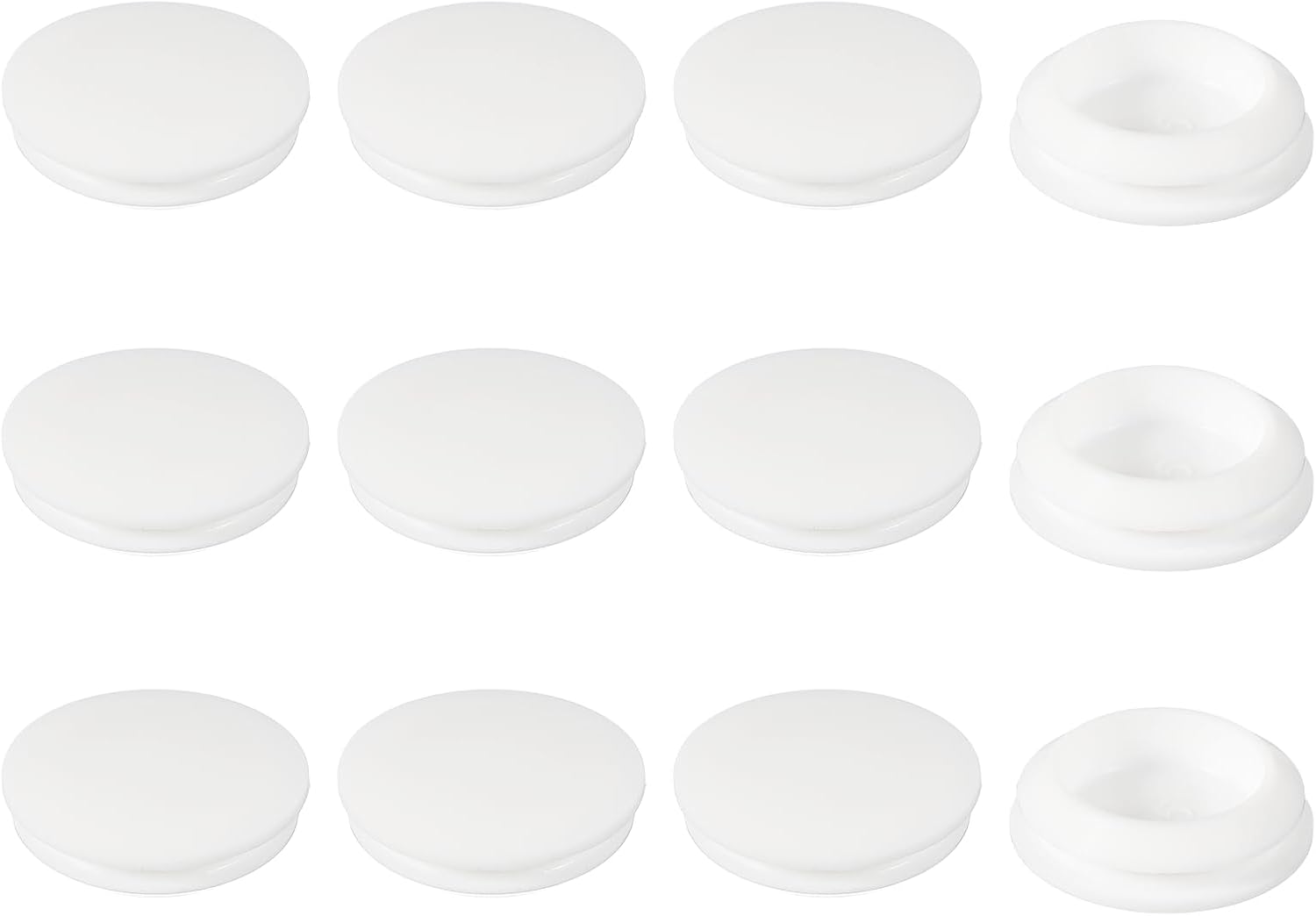Rubber Plugs, Silicone Hole Plugs, T Type Rubber Stoppers, Waterproof Snap Locking End Caps - Fitting for (25-27 mm Round Holes/Kitchen/Furniture) 25 mm & 12 Pack & White