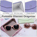 PATIKIL Foldable Glasses Case, Triangle Magnetic PU Leather Hard Eyeglass Cases for Women Man