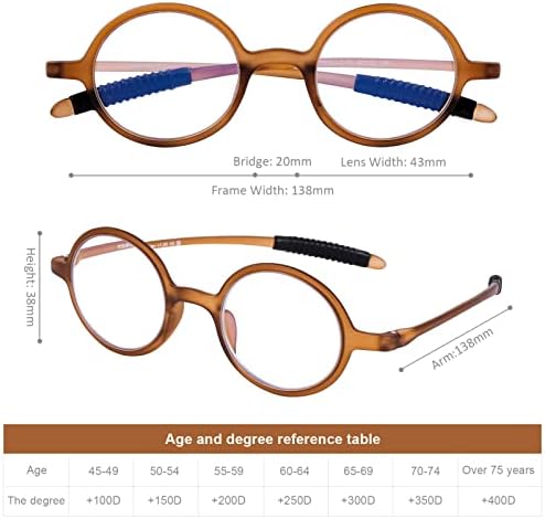 DOOViC Round Reading Glasses Blue Light Blocking Readers Flexible Lightweight Fashion Design Round Readers for Women Men +2.75 Strength