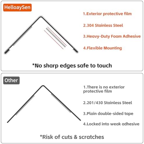 2x2x48 Inch 304 Stainless Steel Wall Corner Guards (10-Pack) Heavy Duty Rounded Corner Protector, Smooth Folded Edge Design for Wall Protection 90° Angle Metal Edge Guard
