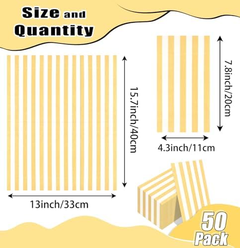 HEIPINIUYE 50 Pieces 3-ply Striped Paper Napkins Yellow and White Guest Towels Disposable Hand Towels for Bathroom Wedding Birthday Baby Shower Dinner Napkins Disposable