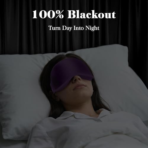Fygrip 3D Eye Mask Sleep Mask for Men & Women, 100% Pressure-Free & Light Block-Out Eye Mask for Sleep with Easy Adjustable Strap, Night Eye Cover for Travel, Purple