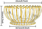 MAGCOLOR Hand painted Gold Round Crystal Glass Fruit Bowl-8.7inch Diameter, Footed Bowl,Elegant Decorative Fruit/Candy Bowl.