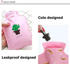 3Pcs Mini Hot Water Bottle Bag/Hand Warmer, Light and Handy, Small Heat Up and Refreezable Cold Pack, Korea Style Cute Therapy Heating Pad Warming Pain Relief, Random Pattern (Pink)