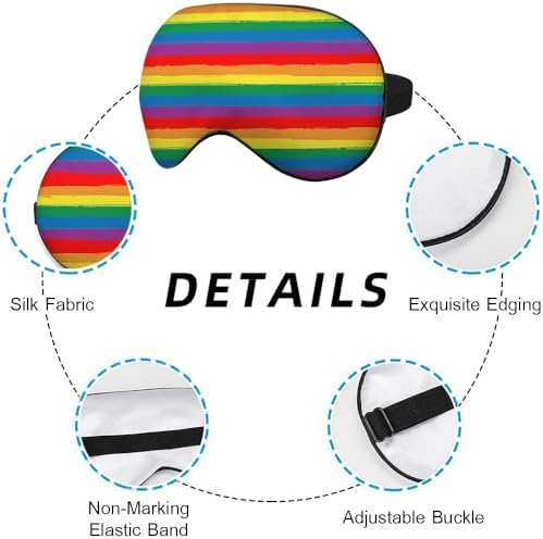 Rainbow Striped Sleep Eye Mask LGBT Flag Color Stripes Art Silk Eye Mask Sleeping Soft Eye Shade Cover for Men Women Boy Girl Airplane Travel with Elastic Strap