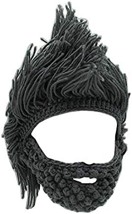 Adult Viking Beard Beanie Hat Funny Knit Santa Claus Octopus Mask Hat White Elephant Gift Exchange