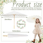 6 Pack 24 Inch White Paper Umbrellas Chinese Japanese Decorative Parasol DIY Oiled Painting Crafts for Wedding Bridal Party Decor