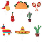 48pcs Fiesta Cupcake Toppers, Mexican Cake Topper Fiesta Cupcake Picks Cactus Donkey Theme Sombrero Cake Decoration for Cinco de Mayo Birthday Party Baby Shower Supplies