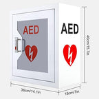 AED Defibrillator Wall Mount Storage Cabinet, CMXIKJ Stainless Steel AED Cabinet with Snap Lock, fits All Brands Cardiac Science for Home, Office, Hospital and Public Places, 14.1 x 7 x 15.7 Inch