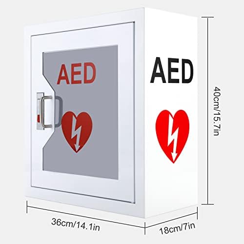 AED Defibrillator Wall Mount Storage Cabinet, CMXIKJ Stainless Steel AED Cabinet with Snap Lock, fits All Brands Cardiac Science for Home, Office, Hospital and Public Places, 14.1 x 7 x 15.7 Inch