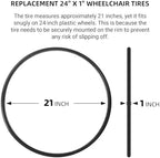 CALPALMY 2 Sets of Universal 24" x 1" Flat-Free Polyurethane Rear Wheel Replacement Tires for Manual Wheelchairs – Durable and Reliable Wheelchair Tire Replacement