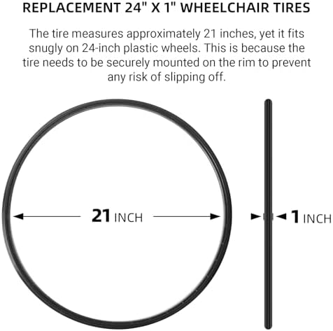 CALPALMY 2 Sets of Universal 24" x 1" Flat-Free Polyurethane Rear Wheel Replacement Tires for Manual Wheelchairs – Durable and Reliable Wheelchair Tire Replacement