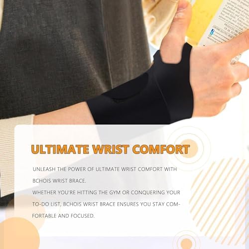 Wrist Brace,Wrist Support for Carpal Tunnel Pain Relief,Ulnar Brace Ultra-Thin Elastic for Tear,Wrist wraps Repetitive Wrist Use Injury,Fits Both Wrists (1, Black, One Size)