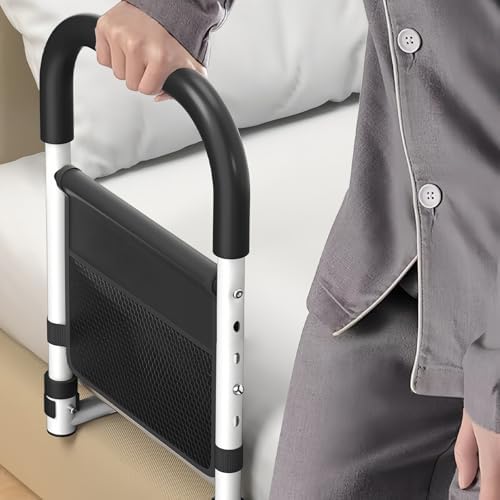 Bed Rails for Elderly Adults Safety, Medical Bed Assist Rail for Seniors, Bedrails for King Twin Full Size Bed, Height Adjustable Bedside Railing Grab Bar Handle with Storage Bag