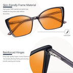 Women's Sleep Blue Light Blocking Glasses, Cat Eye Computer Gaming Glasses Anti Eyestrain & UV Glare (Orange Lens Black Frame)