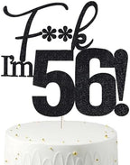 56 Cake Toppers, 56 Birthday Cake Toppers-Black Glitter, Funny 56th Cake Topper for Men,56 Cake Topper For Women, 56th birthday decorations,56th Birthday Cake Topper Fifty six