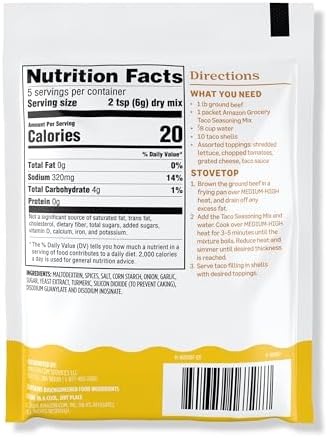 Amazon Grocery, Taco Seasoning Mix, Mild Heat, 1 Oz