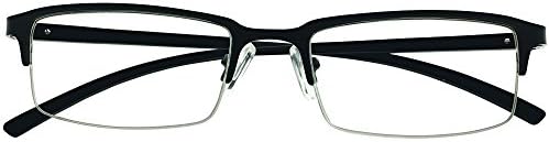 Half Rim Reading Glasses Mens Womens Black Metallic Readers