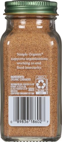 Simply Organic Ground Coriander Seed, Rich, Warm Earthy Yet Fruity Flavor, Bright Aroma, Slight Citrus Undertones, 2.29 Ounce (Pack of 2)