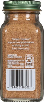 Simply Organic Ground Coriander Seed, Rich, Warm Earthy Yet Fruity Flavor, Bright Aroma, Slight Citrus Undertones, 2.29 Ounce (Pack of 2)