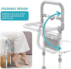 inkolelo Bed Rails for Elderly Adults Safety Foldable Bed Side Assist Rail for Seniors with Storage Pocket, Adjustable Height Bedrails for Queen King Full Size Bed, 400 Lbs