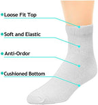 Falari 12-Pack Diabetic Socks Quarter Ankle Unisex Physicians Approved Socks (10-13, White)