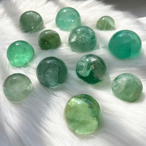Green Fluorite Crystal Sphere - 2.0-2.4" Inches Decorative Balls, Gem-Grade Clarity, Perfect for Reiki, Chakra, Feng Shui, Meditation, and Healing, Witchcraft Supplies