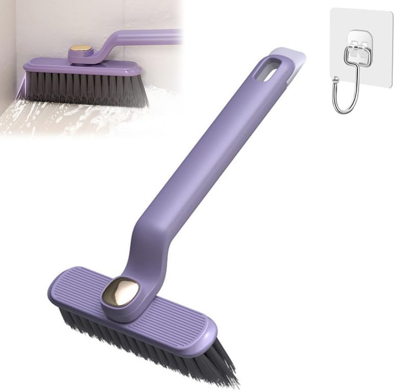 Multi-Function Rotating Crevice Cleaning Brush, 360 Degree Rotating No Dead Corners Hard Bristle Crevice Gap Brush Tool for Bathroom Household Kitchen (Purple 1pcs)