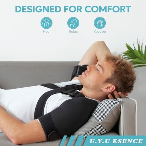 Double Shoulder Brace for Women & Men,Double Sleeve for Sleeping,Adjustable Support for Rotator Cuff,Frozen Shoulder,AC Joint,Labrum Tear,Pain Relief Dual Wrap