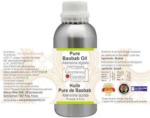 Greenwood Essential Pure Baobab Oil (Adansonia digitata) Cold Pressed 630ml (21 oz)