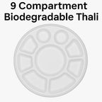 Biodegradable 9 Compartment Thali Plates – 200 Pack Eco-Friendly Disposable Dinner Plates for Parties, Events, Weddings & Catering