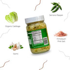 Madge's Rueben Sauerkraut | Raw unpastuerized | Probiotics enriched | Made with Organic ingredients, Pink Salt, gut healthy packed in glass jar 15 oz (Garlic Serrano)