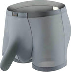 Mens Elephant Trunk Underwear Sexy Ice Silk Solid Color Separate Pouch Boxer Briefs