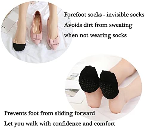 SooGree Ball of Foot Cushion Socks Seamless Toe Topper Socks Half Forefoot Socks Non-Slip Pain Relief Toe Half Socks