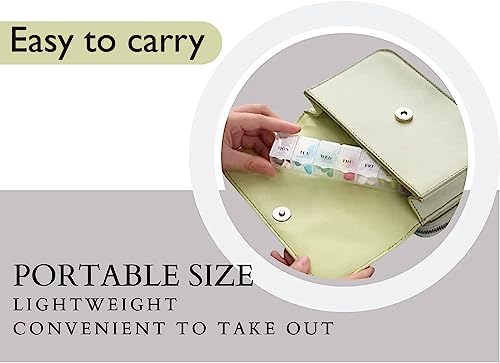 2Pcs Weekly Pill Box Organiser 7-Day Travel Dosset Box Portable Tablet Organizer Medicine Storage Box Pill Dispenser | Medium Medication Organizer - 2 Times a Day for Pills/Fish Oil/Vitamins (Clear)