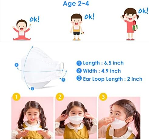 [5 Pack] (Age 2 to 4) You & I White KF94 Certified Kids Face Mask 4-Layers Premium Filters (Made in Korea)