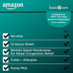 Amazon Basic Care No Drip Severe 12 Hour Nasal Decongestant Pump Mist, Maximum Strength Plus Menthol, Allergy Relief, 1 fl oz (Pack of 1)
