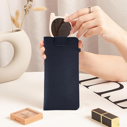 Leather Sunglasses Pouch with Holster Clip, Portable Eyeglass Organizer Pouch Bags for Travel Hanging Backpack