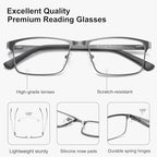 EYECEDAR 5-Pack Reading Glasses for Men Metal Frame Spring Hinges with Computer Readers 2.00