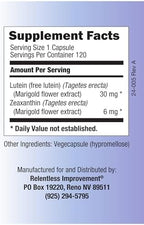 High Potency 30mg Lutein Plus 6mg Zeaxanthin 120 Vege-Capsules Natural Marigold Extract for Eye Health No Fillers 100% Active Material