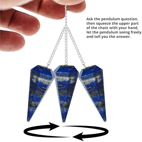 ANAYA AGATE Lapis Lazuli Pendulum, Chakra Pendulum with Chain, Certified Dowsing Crystals and Healing Stones for Divination Meditation, Chakra Balancing and Crystal Grid, Natural Gemstone Pendulums