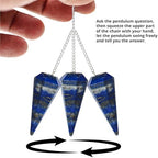 Lapis Lazuli Pendulum, Chakra Pendulum with Chain, Certified Dowsing Crystals and Healing Stones for Divination Meditation, Chakra Balancing and Crystal Grid, Natural Gemstone Pendulums