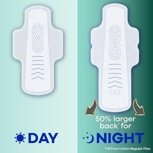 Always Pure Cotton Feminine Pads for Women, FlexFoam Pads with Wings, Size 4, Overnight Absorbency, Unscented, 60 Count (3 Packs of 20)