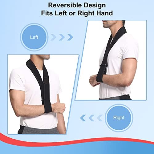supregear Arm Sling, Adjustable Collar and Cuff Sling, Lightweight Simple Shoulder Immobilizer Arm Elbow Support Strap for Men Women, One Size Fits Most, Black