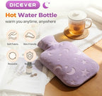 Hot Water Bottle with Soft Cover, 2L Hot Water Bag for Menstrual Cramps, Neck and Shoulder Pain Relief, Hot and Cold Therapies, Hand Feet Warmer, Purple