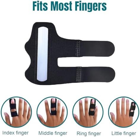 Finger Splint 2Pcs, Trigger Finger Splint Brace for Middle, Index, Ring Fingers Straightening Arthritis Knuckle Sprain Pain Relief Brace Black