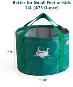 14L Collapsible Foot Soak Basin Tub Bag for Soaking Feet, Portable Pedicure Foot Spa Bath Foldable Feet Soaker Bucket for Travel Camping, SpringGreen