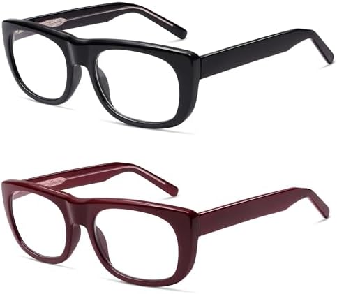 AMOMOMA Square Reading Glasses for Women Trendy Readers Blue Light Blocking Spring Hinge Stylish AM6213