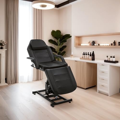 BarberPub Salon SPA Massage Bed Tattoo Chair Facial Adjustable Table Beauty Equipment 0100 (Black)